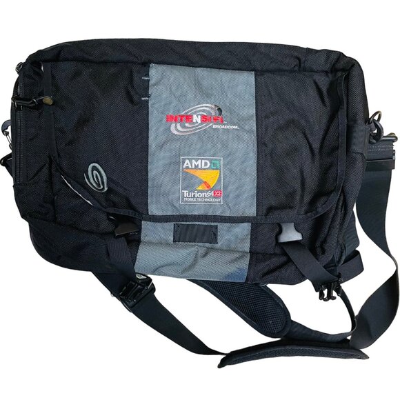 Timbuk2 Black & Gray Messenger Bag With AMD Turion64 X2 Logos 19" x 13" x 3" - Picture 10 of 11